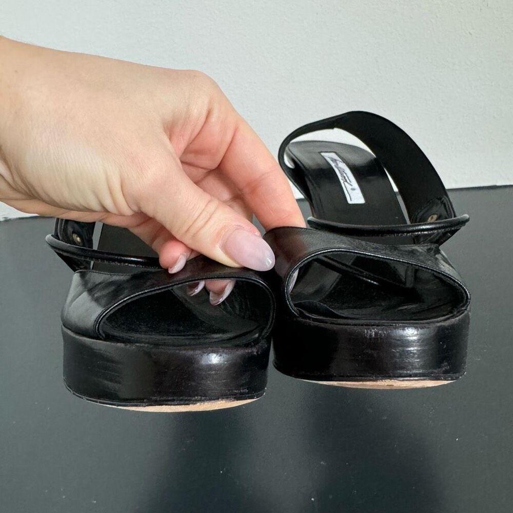 Brian Atwood Black Leather Party Dancing Sexy Platform Y2K 2000’s Size 9.5 EU 40 - Picture 11 of 11